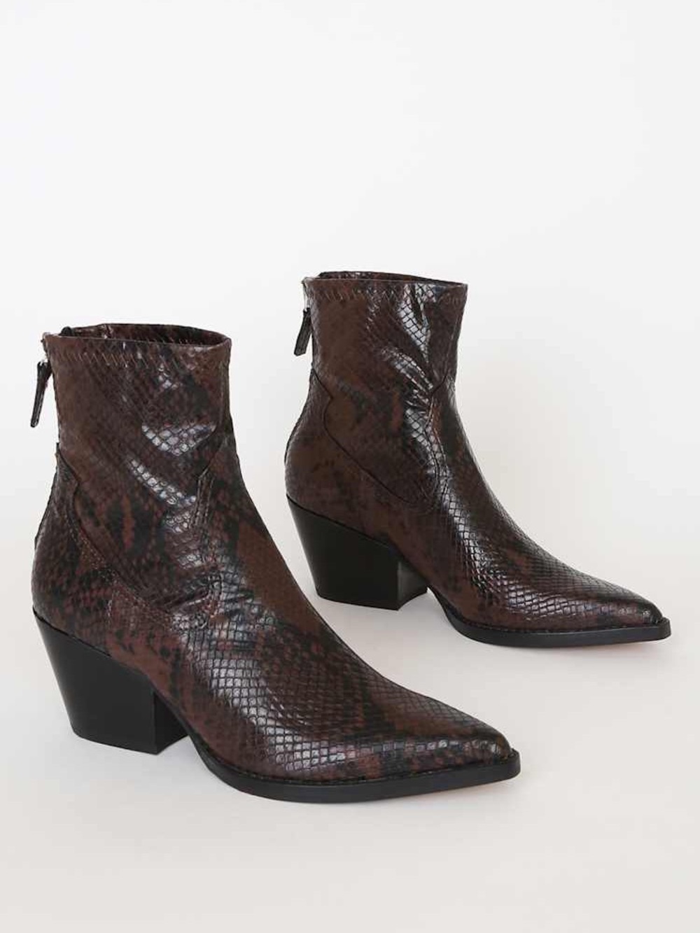 Dolce Vita Shanta Espresso Snake Booties Vegan Leather Sock Boot Sz 8